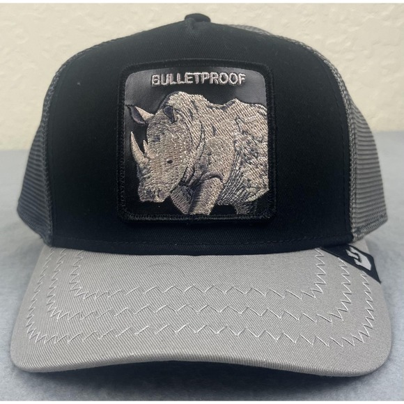 Goorin Bros Hat Cap Snap Back Rhino Patch Trucker Mesh One Size Bulletproof NEW - Picture 2 of 10